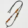 Collar DIY de cordón de cuero hecho a mano, cordón de algodón tejido, colgante thangka hecho a mano ajustable, cadena para suéter, cordón colgante de estilo étnico