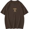 Camiseta de manga corta de algodón grueso de 260 g para hombre, cuello redondo, marca de moda estadounidense, camiseta holgada de media manga con estampado de oso.