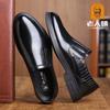 Sapatos de Couro Masculinos para Idosos Transfronteiriços, Novo Modelo de Primavera, Sapatos de Couro Formais de Negócios com Padrão de Crocodilo, Sapatos Casuais Pretos de Solado Grosso