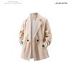 2025 Otoño e Invierno Nuevo Estilo Transfronterizo Cuello de Traje Abrigo de Lana de Doble Botonadura Moda Hombre Chaqueta Cortavientos de Lana Suelta