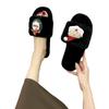Novos chinelos de lã femininos fofos, chinelos de lã de uma palavra, para casa, interior, fundo plano, bico aberto, inverno, feminino, transfronteiriço