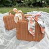 Caja de Almacenamiento Portátil Imitación Ratán Caja de Regalo Decorativa Vintage Caja de Ratán Tejido Accesorios de Fotografía Caja de Regalo Acompañante Caja de Ratán