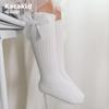 Meias Femininas com Laço, Meias de Cano Médio, Novo Estilo Primavera e Outono, Meias Infantis Fofas de Cor Sólida, Meias de Algodão Classe A para Bebê Menina Atacado