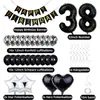 Set de Globos Número 10 Negro y Plateado Más Vendido Transfronterizo para Fiesta de 10º Cumpleaños de Niños Suministros de Decoración con Globos de Lentejuelas