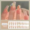 Uñas postizas ponibles con un toque de alta gama, populares en línea, manicura de lazo, lindo diseño de corazón girly, uñas estilo dulce y puro deseo