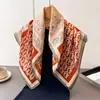 Bufanda Imitación Seda Estampado Cuadros Retro, Chal de Alta Gama, Bufanda Versátil para Cuello, Pañuelo para la Cabeza, Bufanda