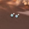 Aretes de plata esterlina S999 con circonita, cierre de rosca, clavo para cartílago, aretes pequeños para mujer, agujero en la oreja, para dormir, aretes colgantes pop-up gratuitos