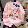 Sudadera Unisex 2025 Estilo Perezoso Americano Estilo Coreano Personalizada Creativa Cuello Redondo para Mujer Otoño e Invierno Tie-Dye Marca de Tendencia Vibe Top de Nicho