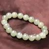 Pulsera de Bolas Redondas de Jade de Hotan Moda Pulsera de Jade Verde Blanco de Hotan Pulsera Venta al por Mayor