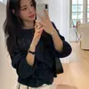 Camisa Top Versátil para Mujer, Estilo Coreano de Principios de Primavera, Sencilla y Chic, Diseño de Nicho con Volantes de Doble Capa, Cintura con Cordón, Para Usar en Capas