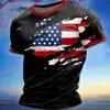 Camisetas Masculinas Europeias e Americanas Transfronteiriças, Verão Casual Estilo Americano Estampada Nova de Manga Curta Tendência Simples Casual Camiseta Masculina de Manga Curta