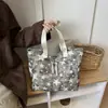 Bolsa Tote Estrella de Gran Capacidad para Mujer, Transfronteriza, Estilo Nuevo, Versátil, de Pana, de un Solo Hombro, Bolso de Tela de Moda para el Trabajo, de Mano