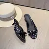 Sandalias con Lazo y Lunares First Encounter Season para Mujer, Chanclas de Verano con Tacón de Gato Bajo y Tacón Alto de Punta Abierta para Uso en Exteriores