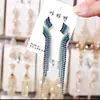 Brincos de Corrente Longa com Garras Exageradas Elegantes de Prata S925 com Strass para Mulheres Brincos com Franjas de Diamante Colorido Europeus e Americanos Brincos da Moda