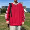 Outono Novo Três Barras Esportes Casual Moletom Moda Masculina Gola Redonda Pulôver Plus Size Manga Longa Cor Sólida Moletom All-match