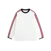 Camiseta de Manga Larga a Rayas con Bloques de Color Retro Americano Catteeius para Hombre, Top Holgado de Cuello Redondo Primavera Sorona