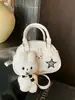 Versión Coreana Lindo Dibujo Animado Conejo Bolso Pequeño para Mujer 2026 Nuevo Estilo Estilo Universitario Mochila Estampado de Puntos Bolso Tote Pequeño Sin