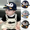 Gorro para bebé de 8-24 meses, estilo primavera, lindo gorro de béisbol de mezclilla con pingüino, visera suave para niños y niñas, gorro infantil de moda