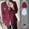 Traje Dk para Niño Chaqueta Uniforme Estilo Universitario Casual Japonés Uniforme Escolar Rojo Estudiante Versátil Set de Traje Jk
