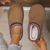 Botas de Nieve de Encaje de Moda de Gran Tamaño Transfronterizas Versátiles 2025 Invierno Nuevas Pantuflas Cálidas de Felpa de Punta Cerrada para Mujer