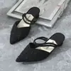 Sandálias de Salto Grosso Primavera e Outono Impermeáveis Duas Formas de Usar Salto Médio Plástico Verão Feminino Antiderrapante Moda Rede Ponto de Desgaste Infravermelho Sapatos Casuais Pontudos