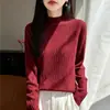 Cross26 Outono Inverno Novo Tricô Feminino Suéter Gola Alta Meia Gola Camada Base Feminina Slim Fit Estilo Coreano Top Feminino