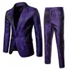 Traje de hombre de otoño e invierno europeo y americano, patrón brillante oscuro, discoteca, un botón, solapa de hombre, traje, venta al por mayor en stock TZ02