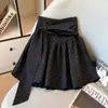 Tangtang~ Blazer Plissado Elegante com Cinto de Bolinhas e Saia Midi para Mulheres Primavera 2026 Doce Saia de Cintura Alta