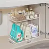 Gabinete de Baño Estante de Almacenamiento Integrado, Estante de Almacenamiento para Lavabo de Baño, Organizador de Cosméticos de Doble Capa para debajo del Lavabo