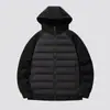 Chaqueta Ligera de Plumas para Hombre 2025 Invierno Nueva Empalme Tejido con Capucha Pareja Versátil Tendencia Casual Cálida