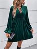 Ropa Europea y Americana para Mujer Transfronteriza Nueva Colección Otoño e Invierno 2026 Cintura Ceñida Dobladillo Amplio Manga Abullonada Vestido de Terciopelo de Manga Larga Era Z