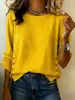 Nueva camiseta de verano transfronteriza de Amazon para mujer 2026, color liso, cuello redondo, casual, corte holgado, top de mezcla de algodón y lino