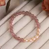 2025 Nuevo Pulsera de Cristal Imitación Fresa Perla de Agua Dulce Imitación Flor de Durazno Dulce Linda Sencilla Pulsera Joyería al por Mayor