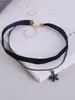 Cinturón de terciopelo color ins estilo coreano cadena para la clavícula de doble estrella de cinco puntas joyería nueva al por mayor accesorios de moda para mujer collar