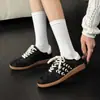 Em Estoque~ Tênis de Treino Alemão Retro de Couro Genuíno com Crina de Cavalo e Estampa de Leopardo para Mulheres Novidade Primavera e Outono 2025 Tênis Casuais Sapatos Forrest Gump