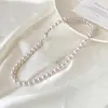 Colar de Pérolas Shijia Manta Rosa Roxo Pérola Grau A Corrente da Clavícula de Design de Nicho de Alto Padrão Colar de Temperamento Levemente Luxuoso