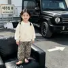 Conjunto de Moletom com Capuz para Bebê Primavera Outono Unissex Infantil Gola Redonda Manga Longa Roupa Externa Estilosa Calça de Moletom com Estampa de Leopardo Conjunto de Duas Peças Infantil