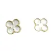 Pendientes Clásicos de Trébol de Cuatro Hojas, Elegantes y Sencillos, Pendientes Versátiles de Nicho, Lujo Ligero, Pendientes Retro de Alta Gama al por Mayor