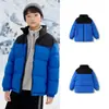 Balabala Roupas Infantis, Jaquetas de Penas Infantis, Roupas de Inverno para Meninos e Meninas, Jaquetas Grossas Quentes de Cor Contrastante, Tops Confortáveis para Exterior