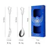 Colheres de Café de Aço Inoxidável Atacado, Colheres de Sorvete, Colheres de Gelo de Metal, Colheres de Salada, Colheres Combinando com Xícaras de Cerâmica, Conjunto em Caixa de Presente, Colheres de Mexer