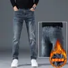 Jeans gruesos para hombre, corte slim, pierna recta, para otoño e invierno, nuevos pantalones largos casuales y versátiles para hombre 2026