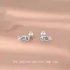 Pendientes de Plata de Ley S999 para Niños Peces Pequeños Divertidos Gato Pequeño Cierre de Rosca Recto Lindos Dulces Estilo Coreano Frescos Exquisitos Pendiente Venta al por Mayor