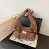 Bolsas de Pelúcia Outono e Inverno, Grande Capacidade, Bolsas de Pelúcia Fofas para Meninas com Alto Acabamento, Decoração de Laço, Bolsas de Ombro Versáteis