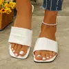 Comercio Exterior Europeo y Americano Tallas Grandes 2026 Verano Punta Cuadrada Chanclas Planas Sandalias de Playa Casuales de Una Tira para Mujer chanclas