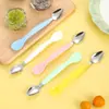 Vajilla Suplemento Alimenticio para Bebés Cuchara de Doble Cabezal Niños Acero Inoxidable 304 Raspador de Puré Bebé Cuchara Suave Cuchara de Doble Uso