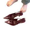 Sandalias de Talla Grande Baotou 2025 Primavera/Verano Nuevo Estilo Punta Fina Moño Tacones Altos Elegantes Moda Socialite Zapatos Abiertos por Detrás