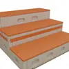 Palco Móvel Dobrável de Três Camadas de Madeira Maciça e Plástico PE com Degraus de Coro, Mesa de Maestro de Coro com Gaveta Deslizante e Flip