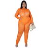 N7264 Comercio Exterior talla grande Amazon AliExpress Pantalones de Mujer Europeos y Americanos Perspectiva Encaje Dos Piezas Sexy Traje para Discoteca