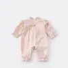 Mono Romper de Doble Capa Estilo Otoño Rayón Suave Clase A para Bebés Niñas, Ropa para Bebés, Ropa Infantil, Traje para Gatear para Niños Pequeños