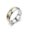 Anéis de Casal de Aço Inoxidável Banhados a Ouro e Cravejados com Diamantes, Anéis de Aço Titânio da Moda de Alta Qualidade, Joias para Mãos Atacado